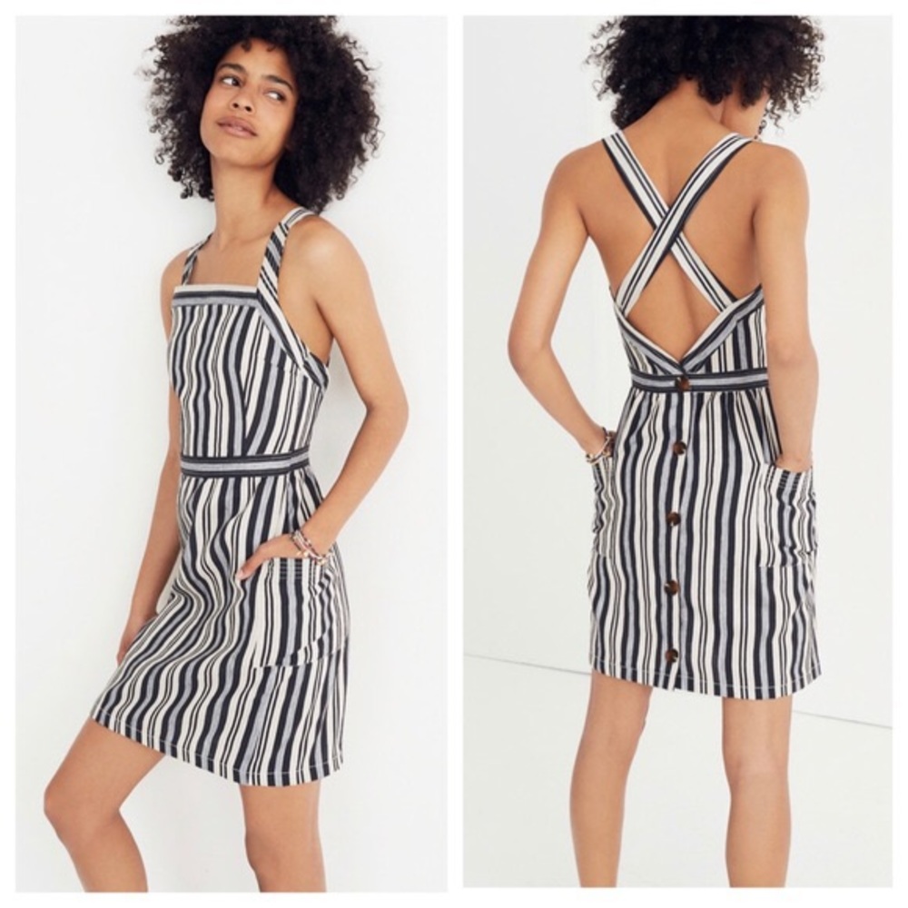 NWT Madewell Mini Striped Apron Dress